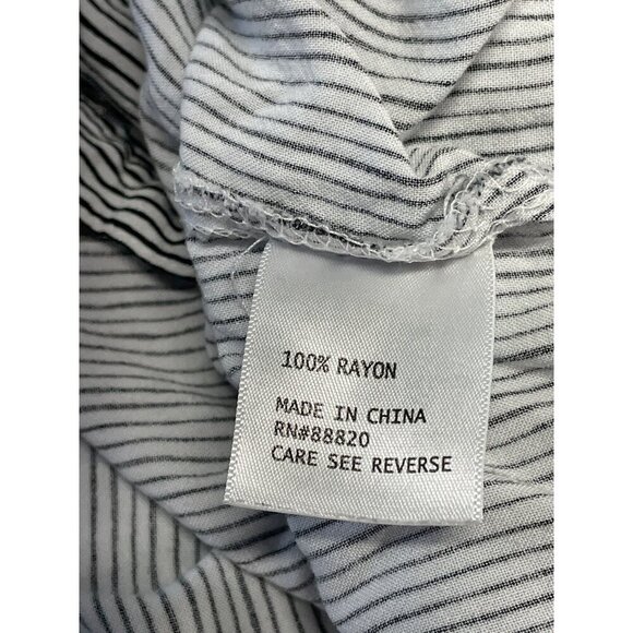 Cynthia Rowley Stripe 3/4 Sleeve Button-Front Blouse Top 2X Rayon Black & White - Picture 5 of 5